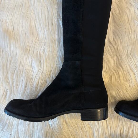 Stuart Weitzman 5050 Over The Knee Boots Suede Leather Block Heel Flat Black - Picture 11 of 14